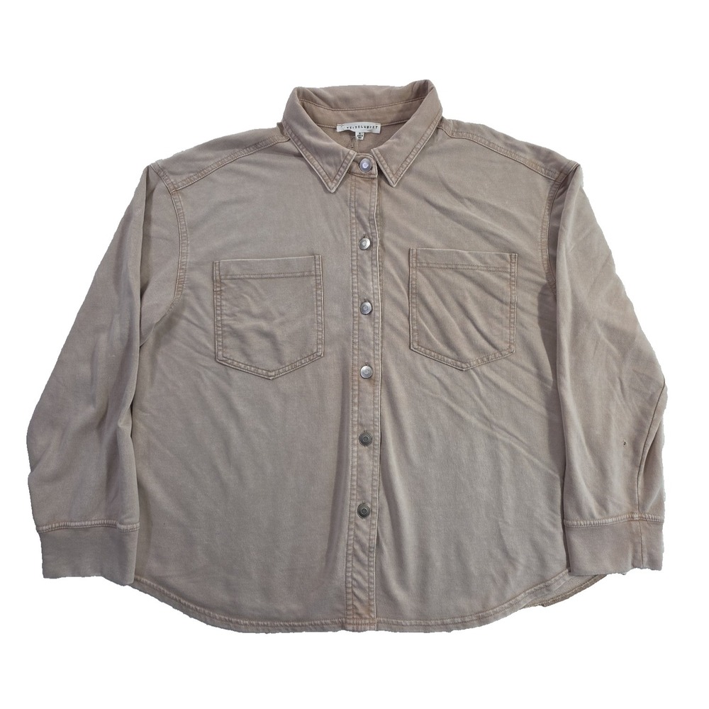 Jane‎ & Delancey Shirt Women XL Tan Button-Up Supersoft Garment Dye New NWT